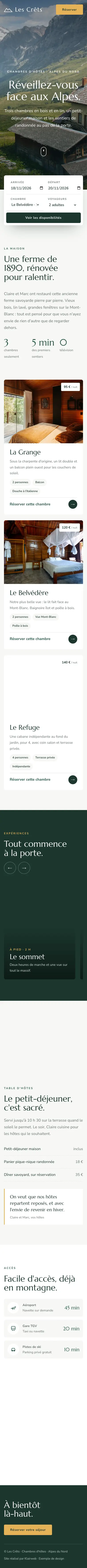 Site des chambres d'hôtes Les Crêts sur téléphone